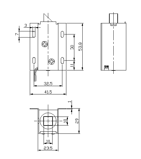 帶信號感應開(kāi)關(guān)推拉式門(mén)鎖電磁鐵尺寸圖