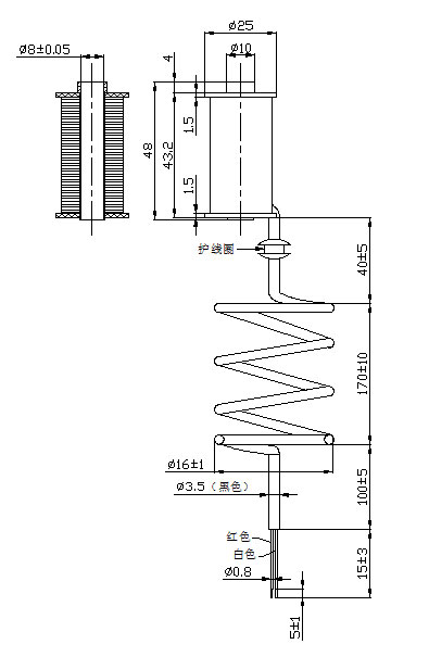 24V游戲機電磁鐵線(xiàn)圈定制尺寸圖