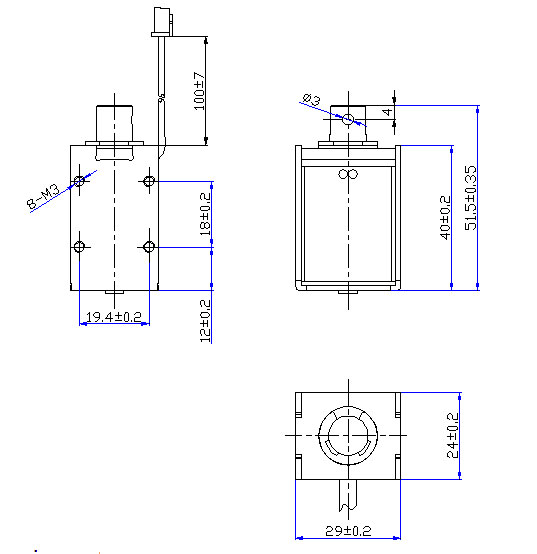 線(xiàn)材刻字機用電磁鐵,刻字機用框架推拉電磁鐵-尺寸圖